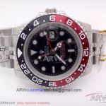 Perfect Replica Rolex GMT-Master 2 40MM Watch - 316L Steel Case Red & Black Ceramic Bezel Black Face